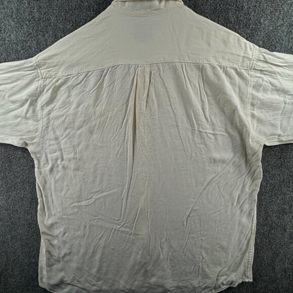 Calvin Klein Long Sleeve Button Up Shirt Men Size 100 (XL) Ivory Soft Viscose ** - Picture 15 of 16